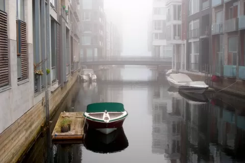 Foggy canal